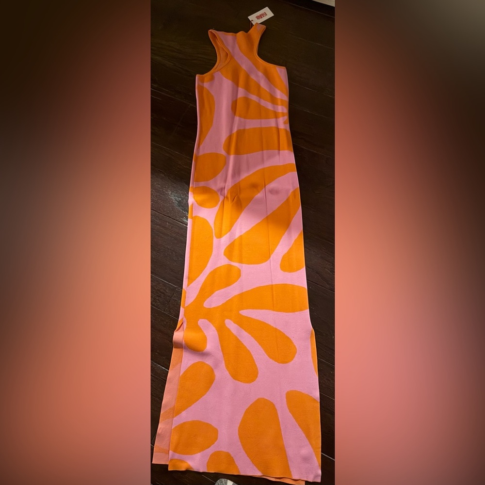 NWT Solid & Striped Knit Sia Maxi Dress – Carnation Pink/Clementine, Size S - Picture 4 of 6